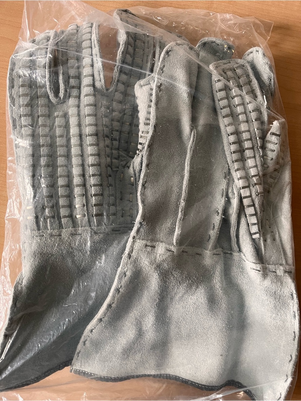 Men's Gray Work Gloves - Durable Leather Utility Gloves - Picture 2 of 4